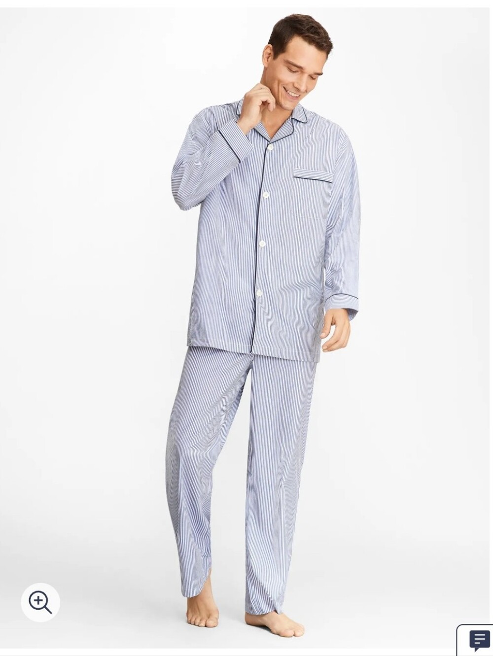 Brooks Brothers Blue and White Pinstripe Pajama Set Cotton Large